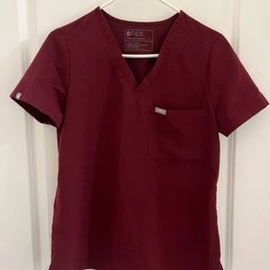 Figs Catarina scrub top burgundy S